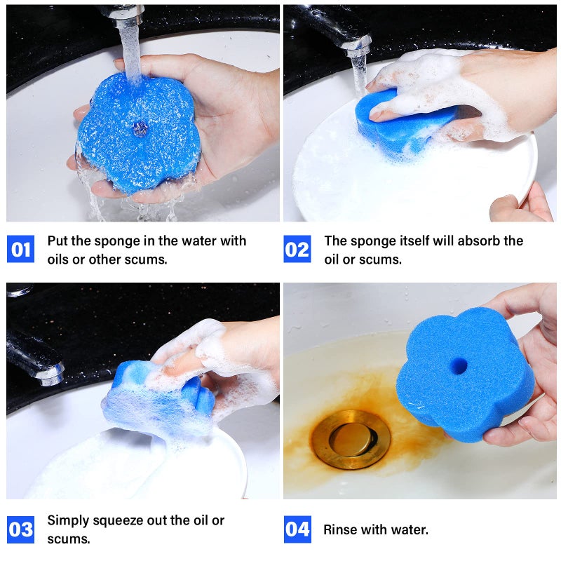 Chuangdi 24 Pieces Sponge for Hot Tub Accessories, Flower Oil Scum Absorber for Swimming Pool and Spa (Blue) - Image 4